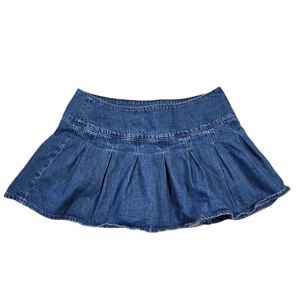 American Eagle Blue Denim Pleated High Rise Mini Skort Skirt 10‎ Y2k 2000s Bratz
